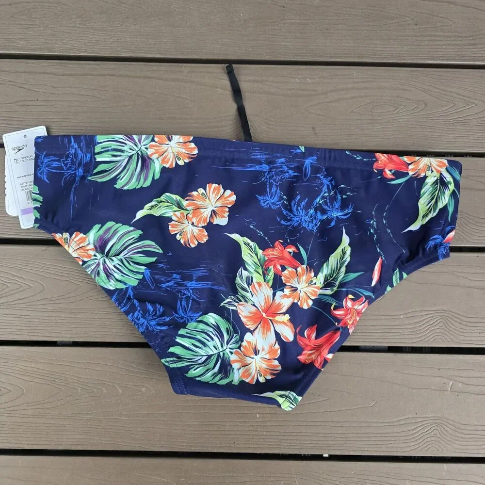 Speedo Endurance Men's Multicolor Floral Island Vision Racer Briefs Sz 38 New